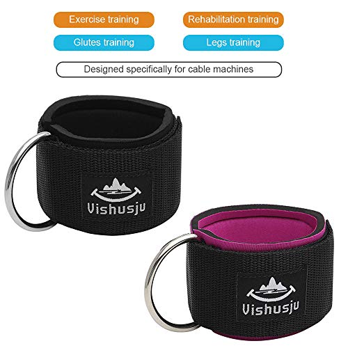 Ankle Straps Wrist Cuffs 5.5mm Neoprene Padded Large D-Ring for Cable Machines Fitness Legs Exercise Attachment Adjustable - color: Rose pink