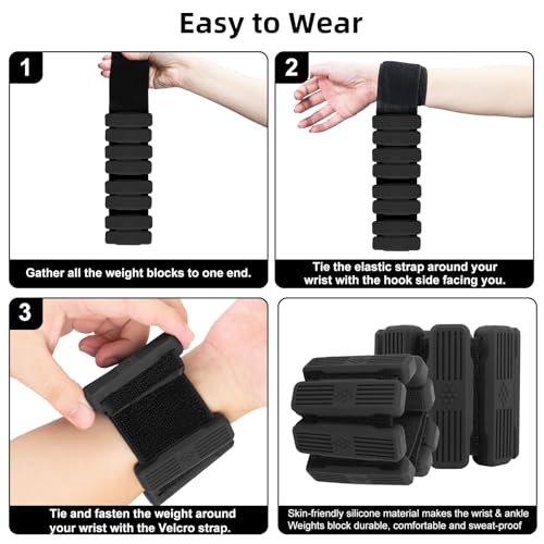 Pilates Wrist Ankle Weights for Women(1Lbs Each),Adjustable Straps for Walking,Yoga, Dance and Gym