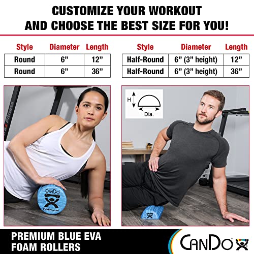CanDo Premium Blue Marble EVA Foam Roller for Muscle Restoration, Massage Therapy, Sport Recovery and Physical Therapy 6" x 12" Half-Round - size: 6" X 12", style: Half Round