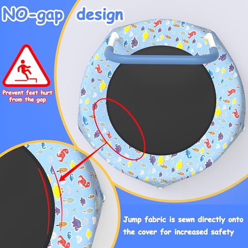 Trampoline w/Handle, Indoor Mini Trampoline with Bungee Cord No-Gap Jump Mat, Exercise Rebounder with Non Slip Feet for Boys & Girls Age 1-4, Safe Indoor Play Trampoline for Balance Fitness Training