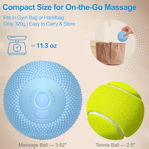Vibrating Massage Ball with Heat, 7 Modes, Memory, Myofascial Release, Deep Tissue Muscle Recovery Ball for Trigger Point Massage - Mobility Ball Back & Hip Flexor Release Tool (Blue)