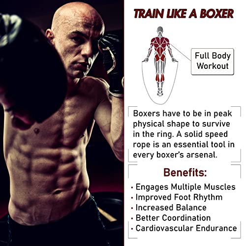 Damage Fight Gear Boxer Speed Rope, Lightweight PVC Skipping,Jumping Rope, Non-Slip PVC Plastic Handles and Matte Coated Tangle-Free Jump Rope for Boxing, MMA, Martial Arts