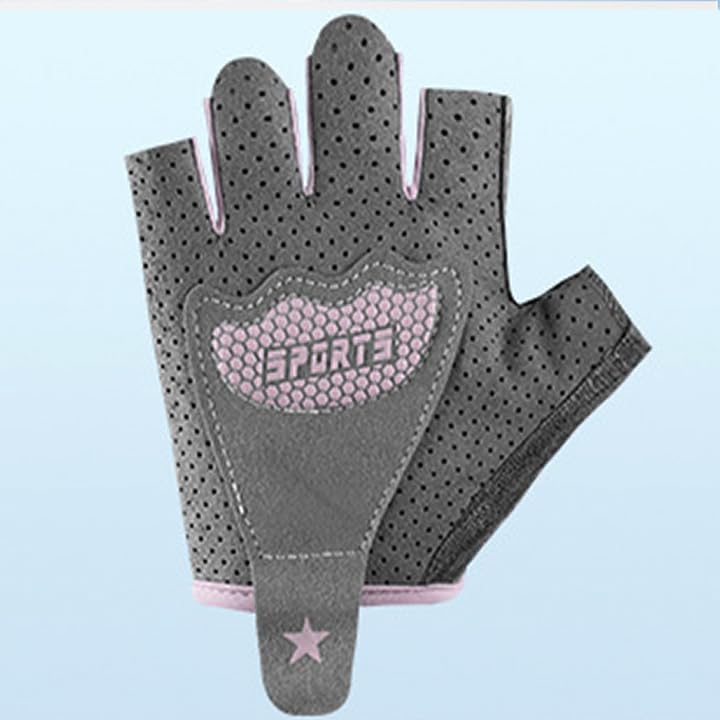 Kids-Fingerless-Cycling-Gloves Non-Slip Exercise Gloves for Youth Girls - color: Pink, size: Large