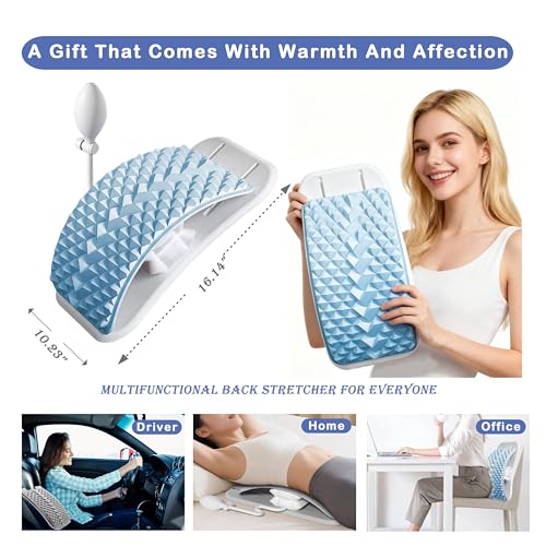 Pneumatic Back Stretcher For Lower Back Pain Relief - Stepless Air-Adjustable Lumbar Support Board With Extra-Wide Panel & Spinal Decompression Muscle Relaxation Spine Stretcher Back Cracker (Grey)