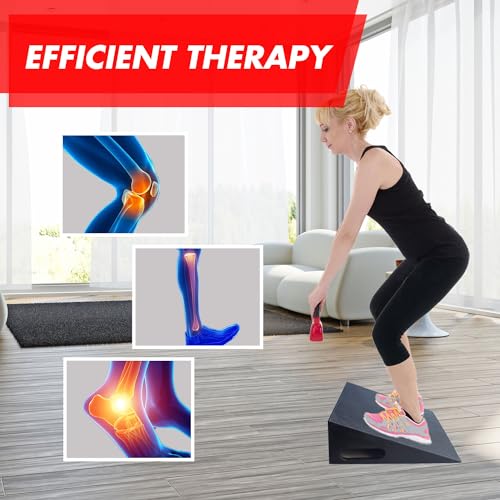 Heavy-Duty Wooden Slant Boards for Exercise & Calf Stretch – 19.7" Wide Incline Board for Squats, Non-Slip Surface, Fixed 25° Angle for Strength & Flexibility Training, 1200 lbs Capacity - color: Slant Board-BLACK