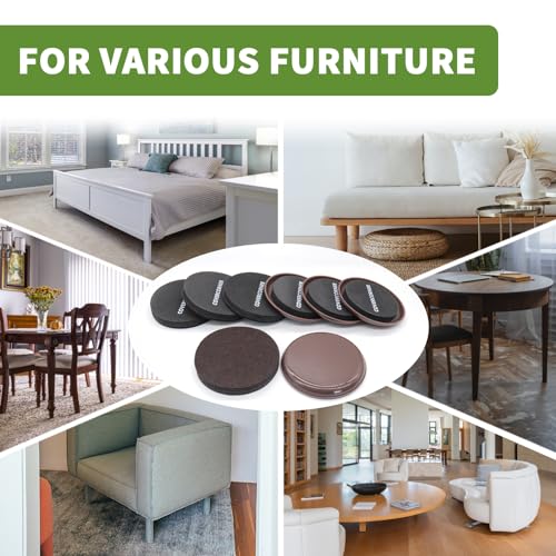 Furniture Sliders for Carpet and Hardwood, 8 PCS 4 3/4", Brown - size: Round 8 PCS 4 3/4'' Brown