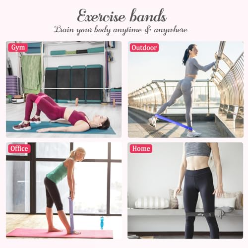 VEICK Resistance Loop Bands Set of 5, Exercise Bands with 5 Resistance Levels, Stackable Workout Bands for Strength Training, Pilates, Fitness Gear for Men Women Home Gym Office Travel - color: Blue