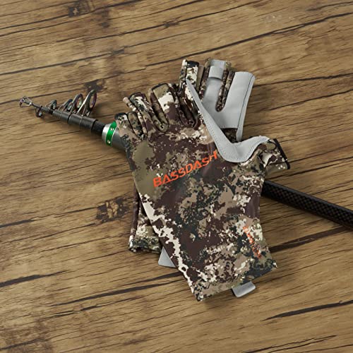 Bassdash ALTIMATE UPF 50+ Sun Protection Fingerless Fishing Gloves Men - color: ALTIMATE I - Grunge Camo, size: Medium