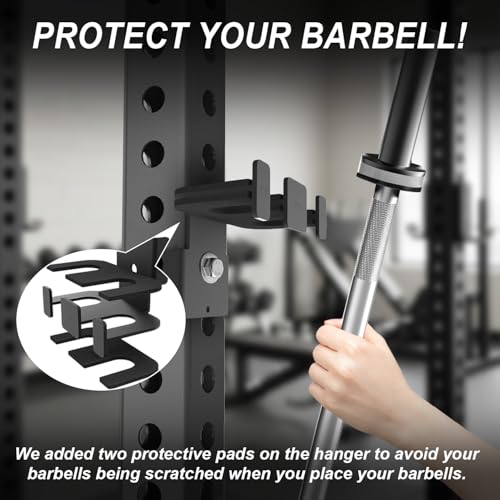 Rack-Mounted Olympic Barbell Holder for 2x2 & 2x3 Power Racks, No Drilling Required – Heavy-Duty Steel Storage with Protective Padding, Space-Saving Gym Equipment - color: 2in1(fit 3x3"power racks)