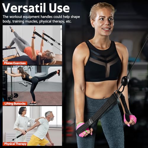 RENRANRING Tricep Rope Cable Attachment Handles for Gym, 13inch Exercise Handles, Tricep Pull Down Attachments Rope for Pilates, Yoga, Strength Trainer, Physical Therapy, Stretch, Recovery - color: Black