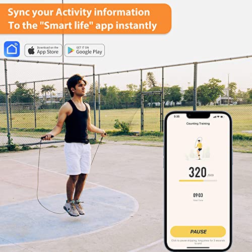 Jump Rope With Counter and App - Tangle-Free Rapid Speed Skipping Rope for Fitness, Home Exercise, Workout - Gifts for Adults, Women, Men, Kids - color: White