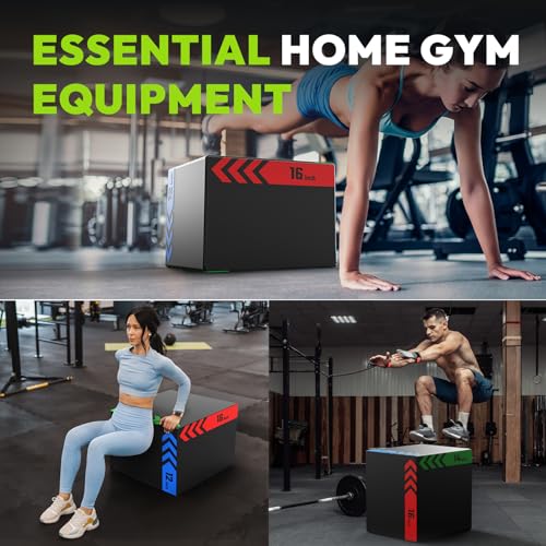 3-in-1 Plyo Box – Plyometric Jump Box with Durable High-Density Foam Core and Non-Slip Surface for Box Jumps, Squats, and Home Gym Workouts - style: Heavy Foam-12x14x16 inch (13lb)