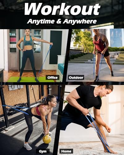 Zacro Resistance Bands Set with Door Anchor, Heavy Duty Pull Up Exercise Bands for Working Out, Muscle Power Strength Training, Physical Therapy, Home Fitness Gym Equipment for Men & Women