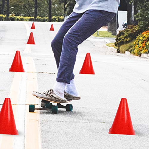 30 Packs 9 Inch Sports Training Cones, Traffic Cones with Rounded Edges for Safety, Soccer, Football, Basketball Coaching, Agility, Drill Training, Field Marker Cones,Red