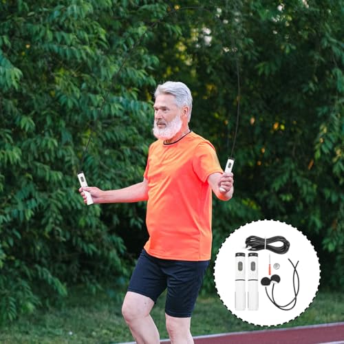 Healeved Cordless Weighted Jump Rope with Digital Counter, Adjustable Smart Skipping Rope for Indoor Fitness Workout, 1 Handle with Switch and Steel Wire Ball Design