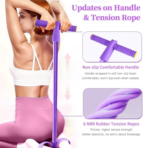 8 Tube Resistance Band with Handles,Multifunction Fitness Equipment,Durable TPE Tension Rope for Full-Body Workout, Abdomen,Waist,Arm,Leg - color: Purple