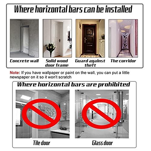 Chin Up Bar Portable Door Pull Up Bar, Indoor No Screw Wall Mounted Strength Training Bar with Kids Rings and Swing, 68-160cm (Size : 95-135CM)