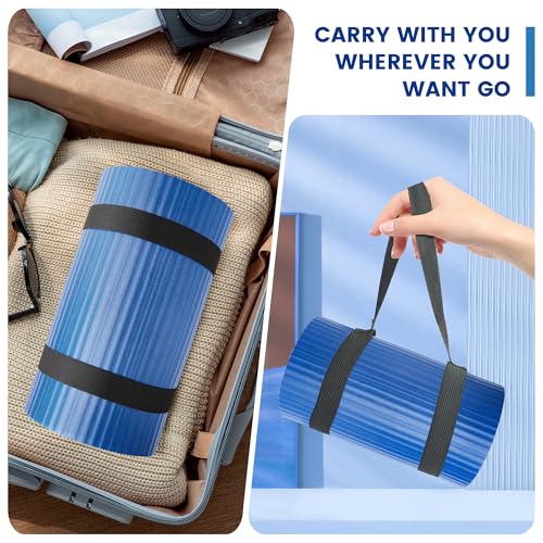 Yoga Knee Pad Cushion, 24 x 9.8 x 0.8 in Thick Mini Yoga Mat, Odor-Free NBR Workout Mat with Storage Strap, Small Exercise Mat for Yoga, Pilates, Kneeling, Planks & Home Gym