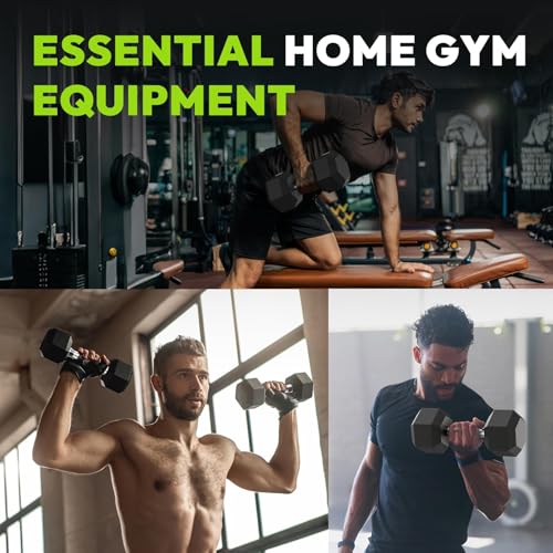 HANDBODE Hex Dumbbell Set 2.5-65 lb, Rubber Encased Hex Dumbbells for Home Gym, Weights Dumbbells Set of 2 Hand Weights for Strength Training & Fitness Exercise - size: 22.5 lb, Pair, style: Comfort Grip