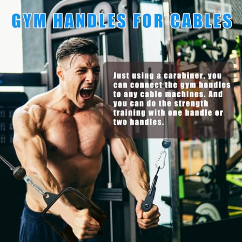 Ergonomic Tricep Rope Pulldown Attachments, Upgraded 27 32 40 & 47 Inch Extra Long Triceps Rope Cable Attachments for Gym, LAT Pull Down Bar for Cable Machine, Tricep Workout Cable Attachments - color: D HANDLE
