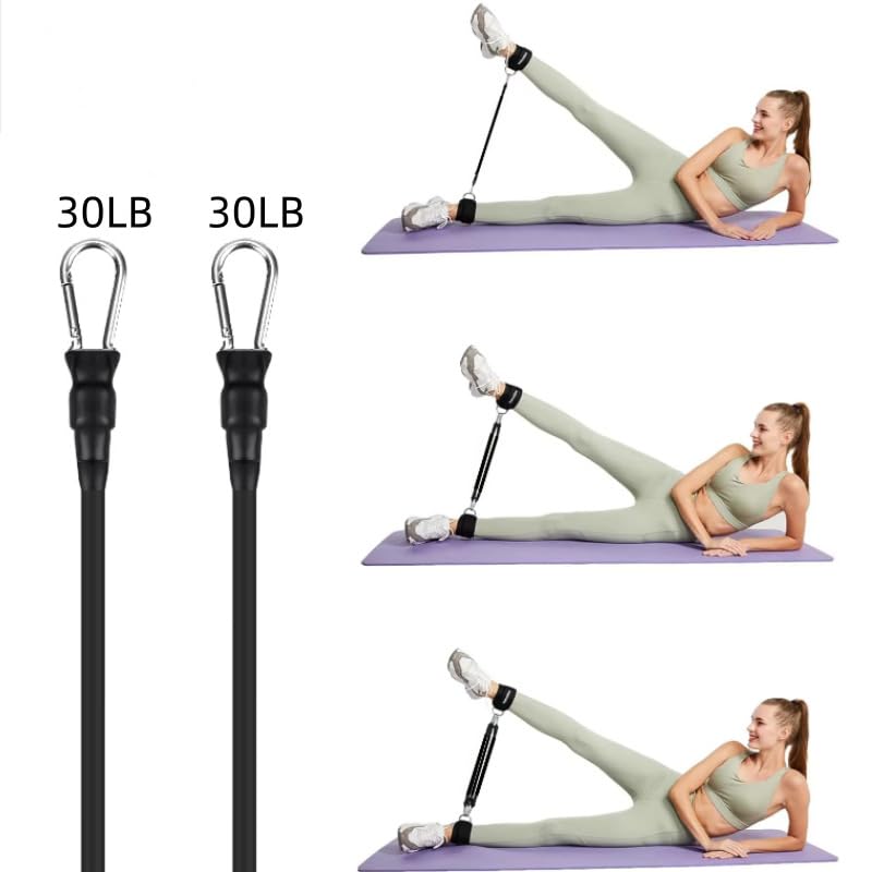2 Pack Ankle Resistance Bands Replacement 30 Lbs Exercise Bands Ankle Straps Elastic Cable for Ankle Resistance Band Cuffs Ankle Bands Booty Workout Equipment Kickback Hip Fitness Training