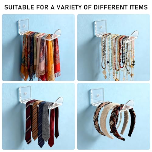 Headband Holder Wall Mount, 3-Pack Clear Acrylic Headband Organizer and Hair Tie Storage Rack, Wall-Mounted Display for Hair Accessories, Jewelry, Scarves for Women Girls
