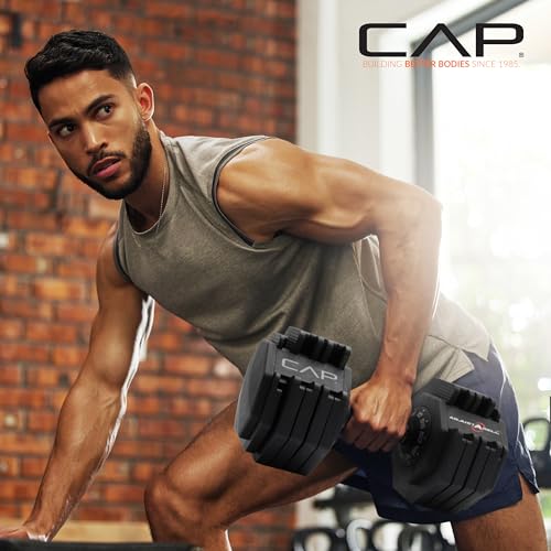 CAP ADJUSTABELL Adjustable Dumbbell Weights - Singles & Pairs | 12.5 lb, 25 lb & 55 lb | Multiple Handle Options - size: 55 lb - Chrome Handle, style: Single