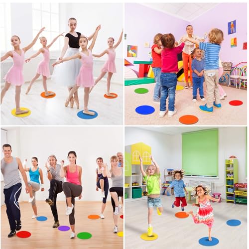 Poly Spots 4 Inch & 9 Inch Non-Slip Flat Cones Spot Markers for Gym Floor - style: Orange Blue Yellow 24 Pcs 9inch
