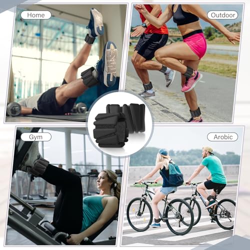 Vinsot Wrist Ankle Weights Set of 2, 4 Lbs, Adjustable Silicone Workout Weights for Women and Men, Wearable Leg Arm Weighted Bracelet for Home Workout Gym Yoga Pilates Swimming Cardio(Black)