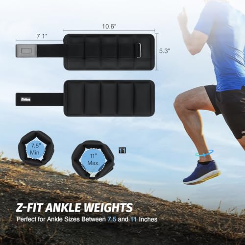 ZELUS Ultra Thin Adjustable Ankle Weights, 4/7/10 lb Fully Adjustable, Filled with Soft Iron for Slim Fit, Leg Weights for Women Men, Strength Weighted for Gym Home Yoga Walking Running Pilates - size: 0.7-3.5 lbs each (7 lbs pair)