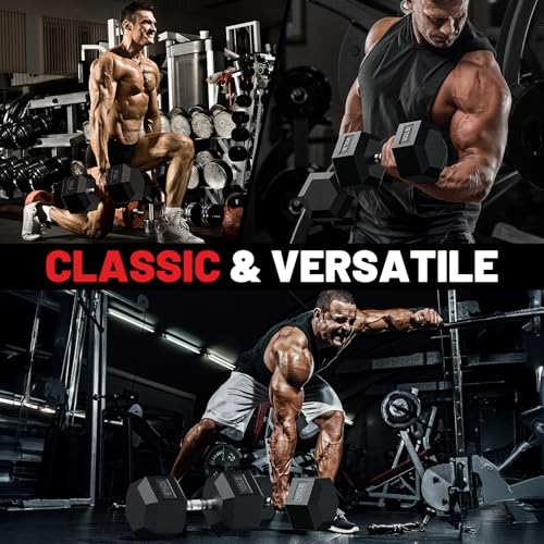 PAPABABE HEX Dumbbell Set 2.5-125lb, Rubber Encased Home Gym Dumbbells, Exercise & Fitness Weights Dumbbells for Women & Men, Hand Weight for Strength Training - size: 100 lb, Single, style: Chrome Handle