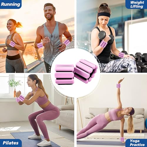 Wrist and Ankle Weights for Women & Men 2 Pack (1lb Each), Adjustable Silicone Wearable Arm & Leg Weights for Pilates, Gym, Yoga, Cardio, Strength Training - color: Pink