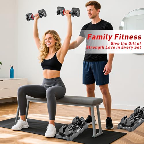 Adjustable Dumbbell Set of 2, 50/100/110lbs Free Weights Dumbbell Set - size: 25LBS Pair - B
