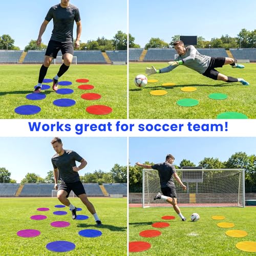 18 Pcs 9 Inch Spot Markers Poly Spots Non Slip Floor Dots for Gym Soccer Basketball Agility Training Cones for Sports TPE Material with Storage Bag