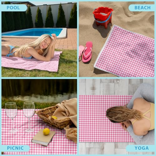 Microfiber Beach Towel Sand Free Quick Dry Oversized Pink White Gingham Retro Style Lightweight Absorbent Soft Travel Pool Swim Camping Bath Blanket Mat 71 x 32 Inches 1 Pcs - color: Buffalo
