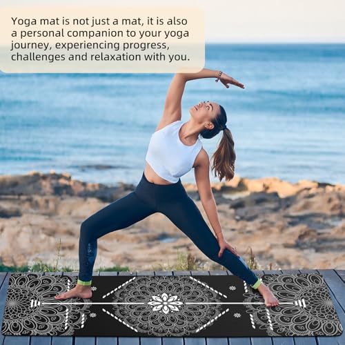 FOLAI Extra Thick Yoga Mat 6mm,pilates mat thick - Non-Slip Exercise Mat for HIIT, Pilates & Home Workouts & Workout with Free Carry Strap - color: body line black