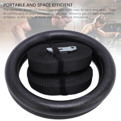 Gymnastic Rings with 15ft Straps, 300kg/660lbs Capacity, Adjustable Exercise Rings for Calisthenics, Home Gym & Outdoor Fitness Training, High Stability ABS Polyester Material