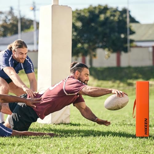 Hikeen 4PCS Football Pylons, Set of 4 Orange Football Yard Markers ā 4.4lb Sand-Weighted Football Field & Flag Football Accessories, Durable Soft Sports Cones with Carry Handles for Field Goal Post