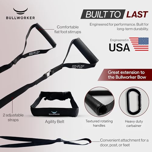 Bullworker ISO-FLO Suspension Trainer Straps, Portable Home Gym for Full Body Strength Training, Isometric Exercise Equipment and Self Resistance Band, Cable Machine for Chest, Arms, & Back Workouts