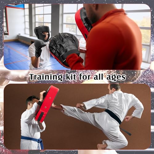 Gemscream 10 In1 Punching Mitts Kick Pad Set Taekwondo Pads Boxing Mitts Focus Pads Boxing Gloves Safety Head Guard Wrist Band for Kickboxing, Karate, Muay Thai, MMA Training - color: Black