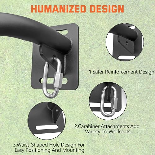 36" Heavy Duty Pull Up Bar Wall/Joist Mounted, 600 LB Capacity, Multi-Grip Bar for Garage & basement rafter Use - All-in-One Workout Station with Carabiners & Space-Saving Design