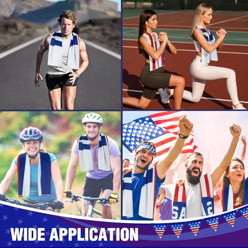30 Pack Flag Day 250 Years Cooling Towels Bulk American Flag Chilly Towels for Neck Face 40 x 12 Inch Cool Breathable Soft Ice Cold Washcloth for Sports Running Gym Yoga Workout