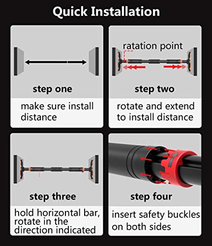 Chin Up Bar No Screws Installation Adjustable Pull Up Bar Doorway Chin Up Bar Horizontal Bar Exercise Bar with Locking Mechanism Upper Body Workout Bar for Home Gym Fitness - size: 66-100cm/25.9-39.3''