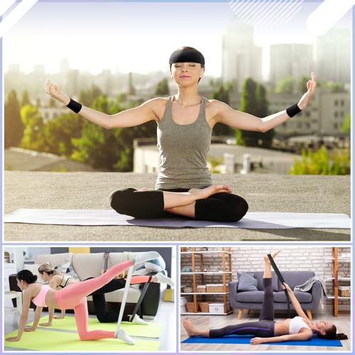 17 Pcs Home Pilates Kit with Resistance Bands 6 Tube Pedal Puller Resistance Band Set for Women Weight Loss Leg Training Workout Equipment Gym Exercise Equipment Beginners Yoga - color: Black