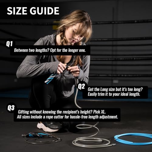 HEREROPE Weighted Jump Rope for Men Women Interchangeable 1/6lb 1/4lb 1/2lb Heavy Jump Rope- Adjustable Length, Tangle Free, Smooth Ball Bearing, Anti-slip Grip, Skipping Rope for Weight Loss
