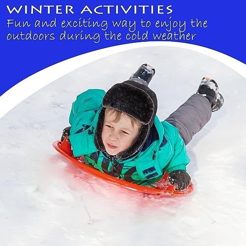 Slippery Racer Heavy-Duty Cold Resistant Downhill Pro Adults and Kids Plastic Outdoor Winter Saucer Disc Snow Sled with Handles (RED, 1)