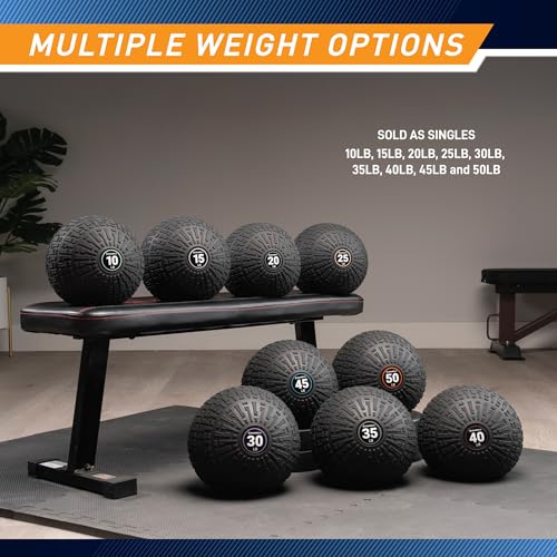 Marcy Slam Ball, 10–50 lbs Dead Weight, Non-Bounce, Sand-Filled Medicine Ball with Durable PVC Shell & Textured Grip for Slams, Tosses, Core & Full Body Training - size: 20 LB