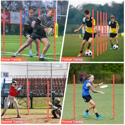 Soccer Agility Training Equipment, Includes 20ft Agility Ladder, 6 Adjustable Agility Poles, 10 Disc Cones, Jump Rope-Speed Training Set for Soccer Football Basketball Athletes - color: Orange
