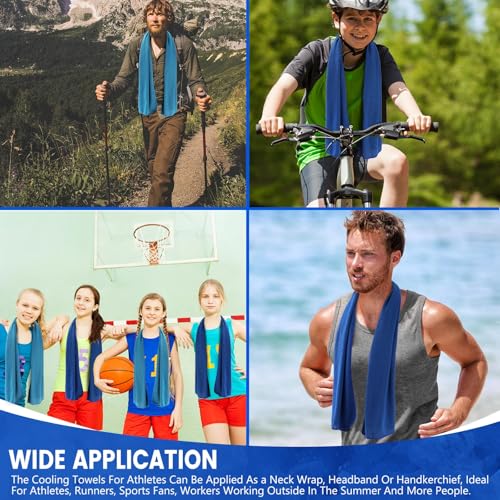 100 Pack Cooling Towels, 40"x12" Cooling Towels for Neck and Face Breathable Soft Chilly Sweat Rag Microfiber Sport Rags for Gym Yoga Golf Running - color: Dark Blue and Light Blue