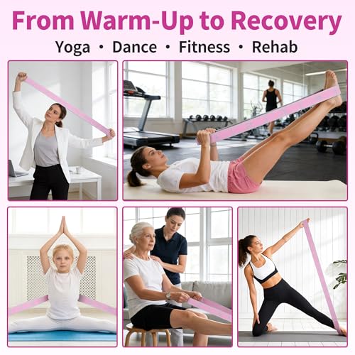 Stretch Strap, Yoga Stretching Band, Elastic Stretching Strap, Yoga Stretch Strap with 8 Loops, for Effective Stretching - color: Pink